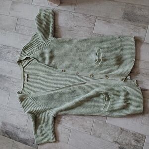 Old Navy Women's Small Mint Green 100% Cotton Sweater Cardigan Short Sleeve